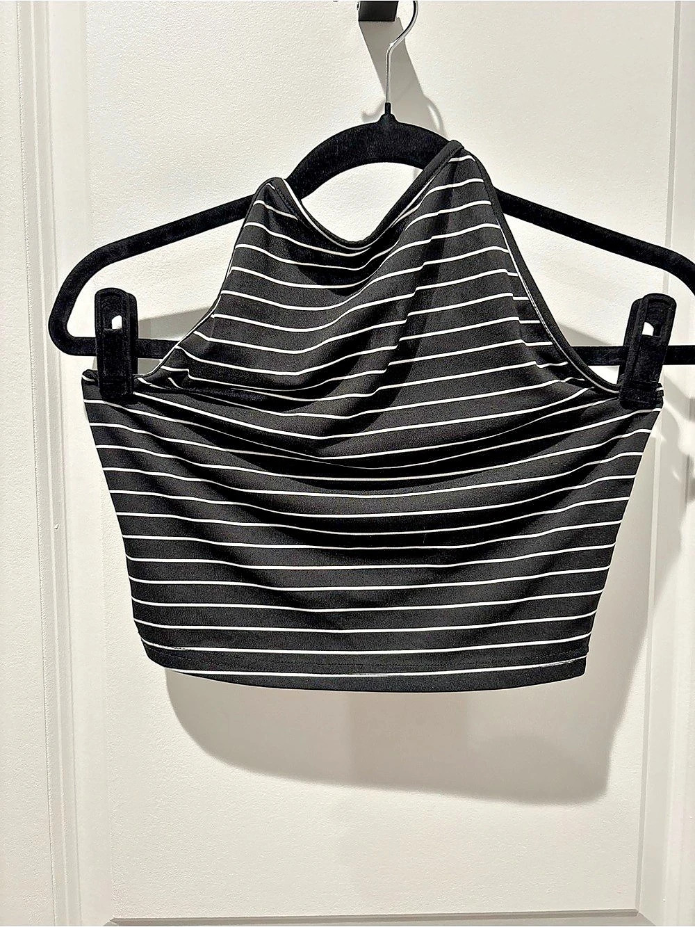 SHEIN Striped Bikini Top in Black & White Like New